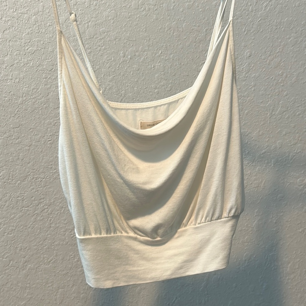 urban outfitters flowy cowl cropped tank white